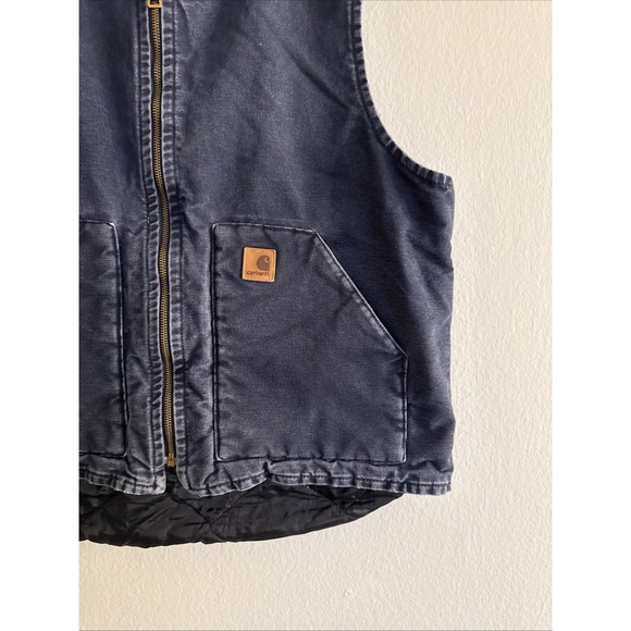 Vintage Y2K Carhartt V02 MDT Vest Mens XL Quilted Duck Canvas Workwear Blue USA - Picture 2 of 11